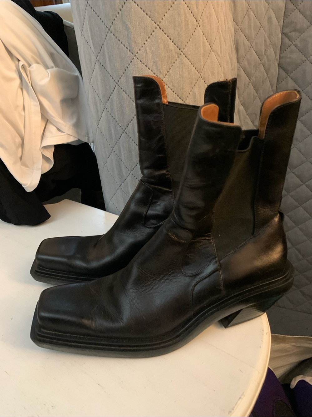 Zara Black Leather Square-Toe Women’s Chelsea Boots